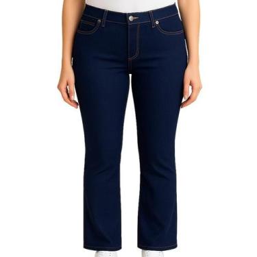 Imagem de Calça Jeans Feminina Flare Elastano Azul - Fardas Uniformes, 42, Azul