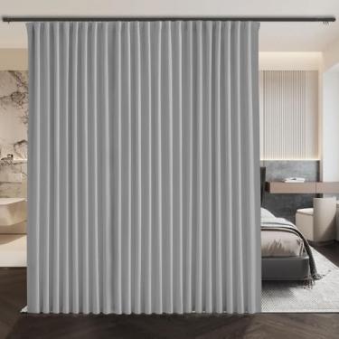 Imagem de ABBRIGE Cortinas blackout extra largas à prova de som - Cortina do chão ao teto para trilho de teto ou haste com ganchos - Cortinas divisórias de privacidade para trilho de montagem no teto na parede