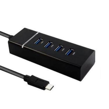 Imagem de Cabo Extensor HUB, Fy, USB- C 3.0, com 4 Portas, High Speed HD, Preto