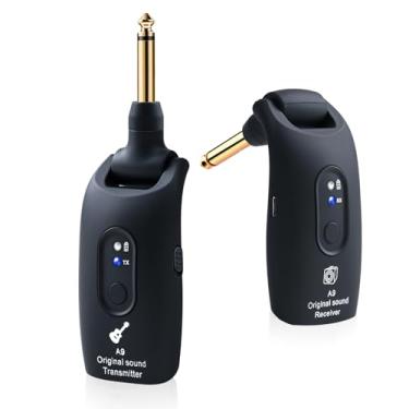 Imagem de INGPARTNER Sistema de guitarra sem fios de 2,4 GHz, recetor transmissor sem fios de áudio recarregável para instrumentos elétricos de guitarra, baixo, transmissão de mais de 30 m/100 pés, rotação