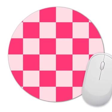 Imagem de SXCKANG Mouse pad rosa choque pequeno, mousepad quadriculado boêmio, design de mouse pad infantil fofo para escritório, trabalho, casa, mouse pads para jogos para computador, laptop, padrão estético