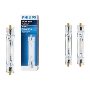 Imagem de 3 Lâmpada Palito 70w Vapor Metálico Philips 3000k RX7S 94v