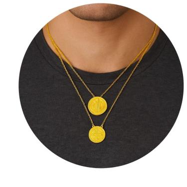 Imagem de Escapulário de Aço Inox Dourado Medalha de São Bento