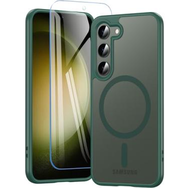 Imagem de Capa para Samsung Galaxy S23 com 200% mais forte magnética, capa para celular S23 com protetor de tela, proteção de nível militar antiamarelamento, capa fina para Galaxy S23 5g capa antiarranhões à