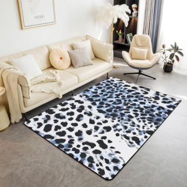 Imagem de jejeloiu Tapete de área com estampa de leopardo azul, 12 x 18 cm, tapetes para sala de estar, para quarto, para meninos, meninas, adolescentes, estampa animal, tapete decorativo antiderrapante, safári