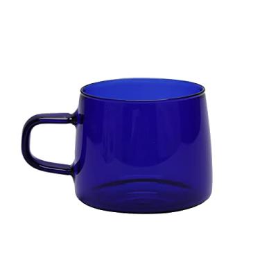 Imagem de Canecas de café de vidro, caneca de café transparente de 350 ml, xícara de café, xícaras de chá de vidro, canecas de vidro com alças, canecas de chá leves para café e escritório em casa (azul)