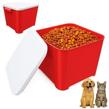 Imagem de Porta Racao Canister 6kg Comida Cachorro Gato Pote Vermelho - FURACAO