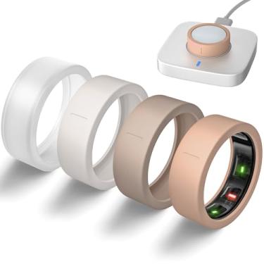 Imagem de BandRain Capas ultrafinas compatíveis com Oura Ring Gen 4/Oura Gen 3, capa protetora de silicone elástico antiarranhões, acessórios para anel ULTRAHUMAN AIR mulheres e homens, pacote com 4