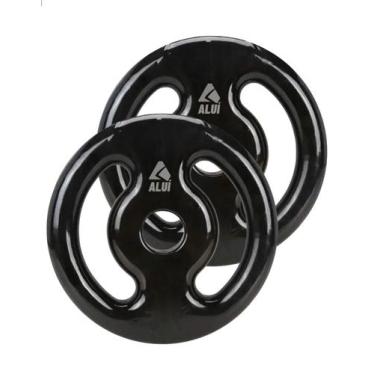 Imagem de Par de Anilhas 2x10Kg Emborrachada Preto Musculação Aluí Fit - Geral