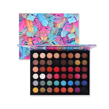 Imagem de ONLYBETTER Paleta de sombras com glitter, 48 cores, paleta de maquiagem de sombra de olhos colorida brilhante altamente pigmentada, cor metálica em pó, fácil de misturar, arco-íris, glitter, sombra