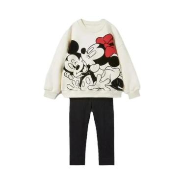 Imagem de Conjunto De Duas Peças De Moletom E Leggings Com Estampa Da Minnie Mou
