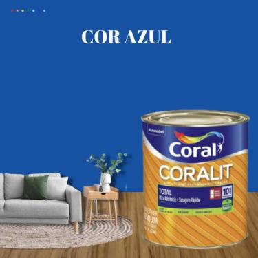 Imagem de Tinta Esmalte Sintético Base Água Cor Azul 800ml Coral Coralit Total Z
