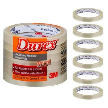Imagem de Fita Adesiva Durex Fino 12mmx50m 3M 6un Embalagem Presentes