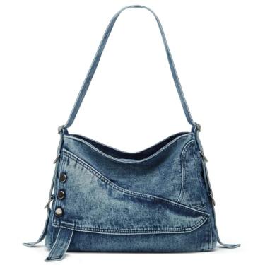 Imagem de Bolsas jeans de grande capacidade bolsa transversal retrô bolsas Hobo bolsas espaçosas 2025, Azul claro