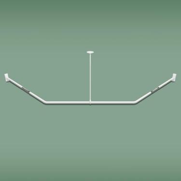 Imagem de Naiture varão de cortina de chuveiro neo-angular de alumínio com suporte de teto, 76 cm x 94 cm x 76 cm, acabamento branco fosco