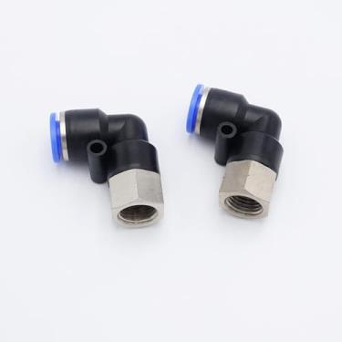 Imagem de IVLPHA Encaixe Push to Connect Tubo de 3/20.3 cm OD x 1/10.2 cm Rosca NPT fêmea, cotovelo pneumático, linha de ar, água, 90 graus, conectores de pressão rápida de cotovelo giratório (pacote com 2)