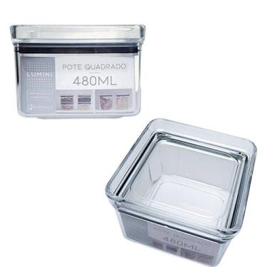 Imagem de Kit 2 Potes Herméticos Quadrado 480ml Empilháveis - Paramount