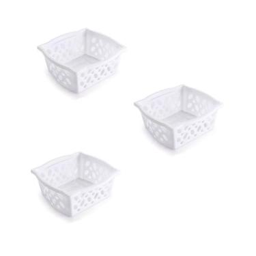 Imagem de Kit 3 Cesto Cestinho Empilhável Multiuso Organizador Branca - Plasútil