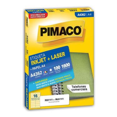 Imagem de Etiqueta inkjet/laser A4362 com 100 folhas Pimaco