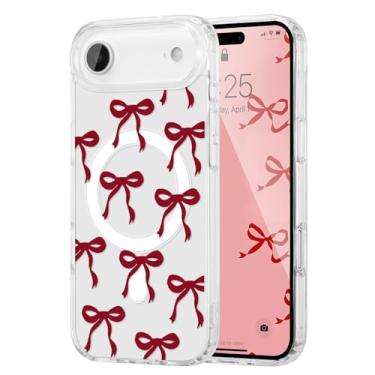 Imagem de UEEBAI Capa magnética para iPhone New Air, capa de arco compatível com MagSafe, fita fina transparente sem fio, estética, capa protetora antiamarelamento à prova de choque para mulheres e meninas