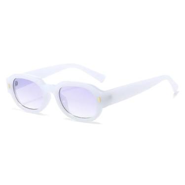 Imagem de Óculos de sol quadrados com rebites da moda, masculinos, degradê, UV400, retrô, cor gelatinosa, feminino, tendência oval (geleia, branco, roxo)