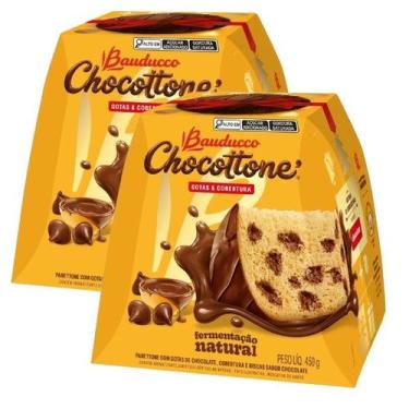 Imagem de 2 Panetone Bauducco Chocottone Maxi Gotas de Chocolate 450g