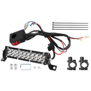Imagem de Kit de barra de luz LED de farol interruptor USB para CRF110 KLX110 TTR110 YZ250F Motocross 60 W luz LED para a maioria dos guidões de 7/20.3 cm motocicleta ATV 4 rodas Dirt Pit Bike off-road cablagem