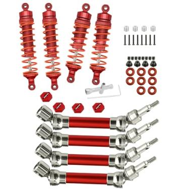 Imagem de Rcarmumb Eixo de transmissão CVD e peças de atualização de amortecedores para granito 1/10 Arrma Senton 3s Blx & Mega550, Vortek 3s Blx, 4 peças dianteiro traseiro aço #45 eixo de transmissão e liga de grande furo amortecedores hops up, vermelho
