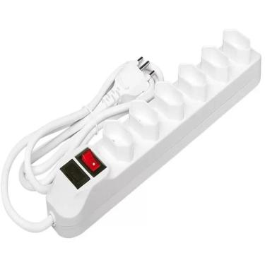 Imagem de Filtro De Linha Régua Extensão Com 6 Tomadas 2P+T Com Cabo 3 Mts Bivolt
