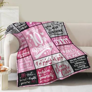 Imagem de Presentes para meninas de 10 anos, cobertor de presente de aniversário de 10 anos para meninas, filha, neta, sobrinha, irmã, festa, Natal, Dia dos Namorados, Páscoa, 152 x 127 cm