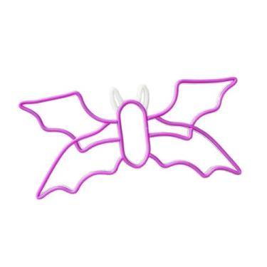 Imagem de WeiLaiKeQi Letreiro de em formato de morcego, iluminação decorativa, luz noturna LED, alimentação USB, decoração de Halloween para sala de estar, casamento,