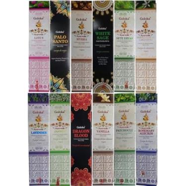 Imagem de Incenso Goloka Massala Aromas Mistos 12un. + 50g Palo Santo