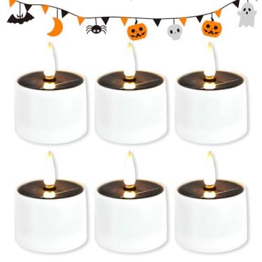 Imagem de Rrlihjgu Velas Decorativas Exterior - Conjunto de 6 Luzes Solares Automáticas Impermeáveis,Lanternas Cintilantes Para Varanda Quintal Alpendre Jardim Pátio Campismo Caminho