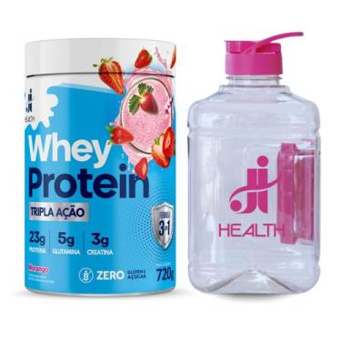 Imagem de Whey Protein Tripla ação com Creatina 720g e Garrafa para Academia 2 l