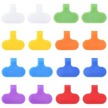 Imagem de SOFPLATE 30 peças de etiquetas de cabo de etiquetagem etiquetas de cabos grandes multicoloridas com gancho e laço marcadores de fios elétricos reutilizáveis etiqueta de fio de escrita para