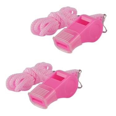 Imagem de 2pçs Apitos Rosa, Altos Apito Plástico com Bocal & Cordão para Segurança Professores Treinamento Salva-Vidas Esportes Jogos Futebol Basquete
