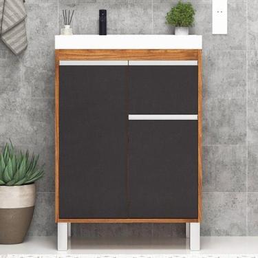 Imagem de Gabinete de Banheiro 60cm com Lavatório 2 Portas 1 Gaveta Soft - Cewal