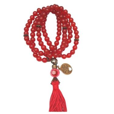 Imagem de Japamala pedras naturais jade vermelha - 108 contas