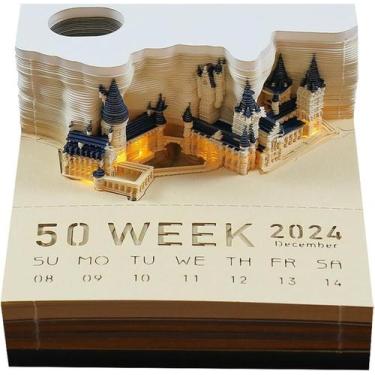 Imagem de Calendário de mesa najoane 2025 com luzes LED, castelo 3D de escultura