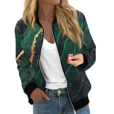 Imagem de Jaqueta Bomber COTECRAM Lightning Deals feminina K, verde, tamanho M