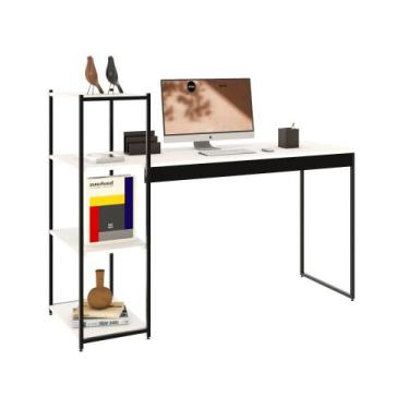 Imagem de Mesa c/Estante Alta c/03 Prateleiras Tub 135 cm Est.Preta - Metalig, B