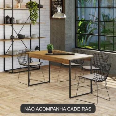 Imagem de Mesa de Jantar Tub 135 cm Est.Preta - Metalig, Lâmina Mel