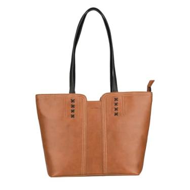 Imagem de James Cuero Bolsa feminina de couro PU, marrom e preta, Âmbar, Standard