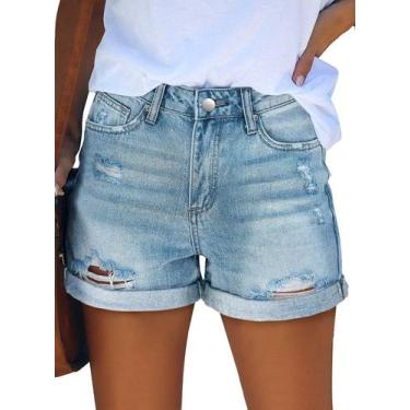 Imagem de Jeans Jean Short Onlypuff de cintura alta para mulheres azul claro M