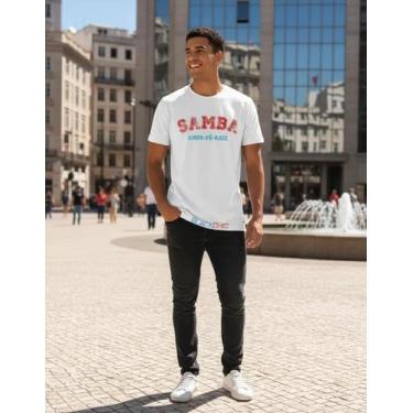 Imagem de Camiseta Samba Amor Fé Raiz Pagode Masculina - Blackchic, Branco, GG
