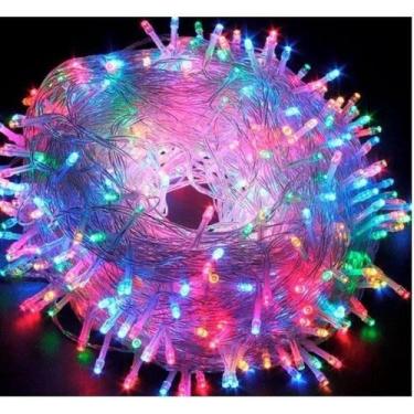 Imagem de Pisca Pisca Natal Cordão 100 Leds 10m 8 Funções Varias Cores 110v - oe