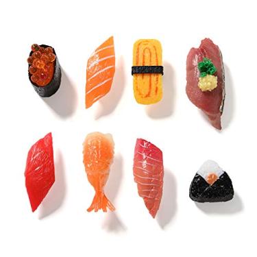 Imagem de Ímã de geladeira de sushi fofo comida japonesa ímãs divertidos para quadro branco de geladeira, brinquedos falsos de sushi, brinquedos de brincar para casa de bonecas, bolo, decoração de cozinha