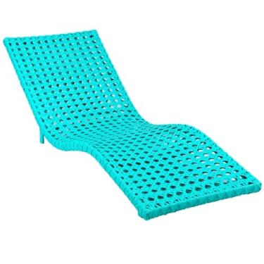 Imagem de Espreguiçadeira de Alumínio para Piscina e Área Externa, Turquesa, Design Vazado, Reclinável, Mobiliário de Jardim (Azul Marinho)