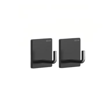 Imagem de Pacote com 2 suportes de toalha de aço inoxidável 304 38 x 38 x 1,6 mm - Ganchos adesivos resistentes à prova de ferrugem de 30 kg, ganchos de parede para banheiro e cozinha com cola super forte