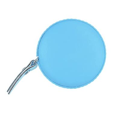 Imagem de Generic Fita métrica redonda retrátil 150 cm/60 polegadas capa de couro macio alfaiataria fita métrica tamanho bolso para corpo, tecido, medidas de costura, azul